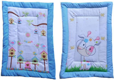 varni impex Cotton King Sized Bedding Set(Blue_Blue1, 2)