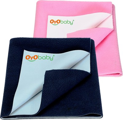 Oyo Baby Fleece Baby Bed Protecting Mat(Dark Blue, Pink, Small, Pack of 2)
