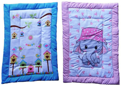 varni impex Cotton King Sized Bedding Set(Peach_ Blue1, 2)