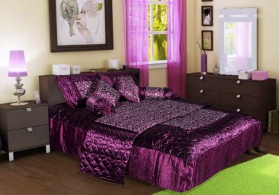 Chelsi Satin Double King Sized Bedding Set(Purple)