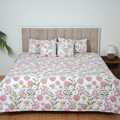 Glaxomas Cotton Double King Sized Bedding Set(White)