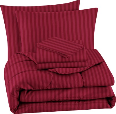 BSB HOME Cotton Double King Sized Bedding Set(Maroon)