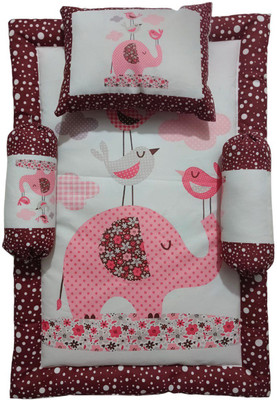 Karovi Fashion Cotton Baby Bed Sized Bedding Set(COFEE, 1 Rectangle Bed, 2 Rolling Pillows, 1 Rectangle Pillow)