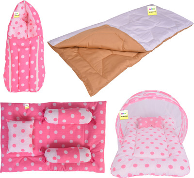 Kwitchy New Born Baby Care Essential Bedding Set Combo(Pink)