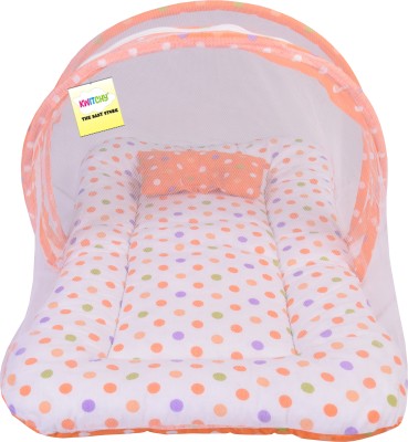 Kwitchy Cotton Baby Bed Sized Bedding Set(Orange, 1 Mosquito Net Bed)