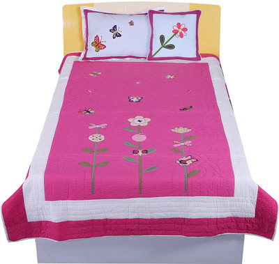 Hugs N Rugs Cotton Single Sized Bedding Set(Multicolor, 1 Comforter 1 Cushion 1 Pillow)