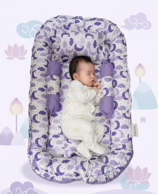 Hanshiika Collections Cotton Silk Blend Baby Bed Sized Bedding Set(Purple, White, A Sleeping Bed With 2 Bolsters And A Pillow)