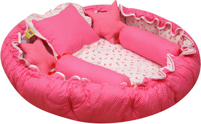 Miss & Chief by Flipkart Cotton Baby Bed Sized Bedding Set(Pink, 1 Baby Nest, 1 Square Pillow, 2 Star Pillow, 2 Lottan)