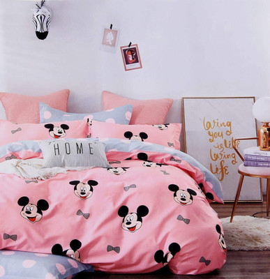 Priscilla Cotton Double King Sized Bedding Set(Design 20, 1 Kids Comforter, 1 Matching Bedsheet, 2 Pillow Covers)
