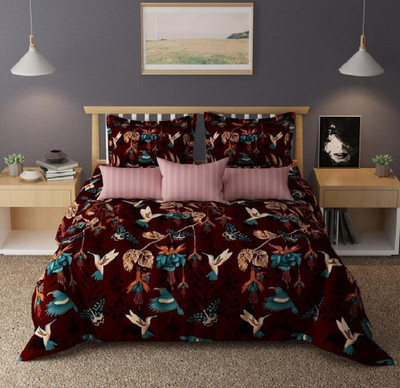 Linemates Cotton Double King Sized Bedding Set(Comforter Size 90 x 100 Inch Bedsheet 90x100 Inch) 2 Pillow Covers(18x27 Inch)-3, Glace Cotton AC Comforter Set King Size Double Bed with 1 Flat bedsheet-225x250 cm inch and 2 Pillow Covers)