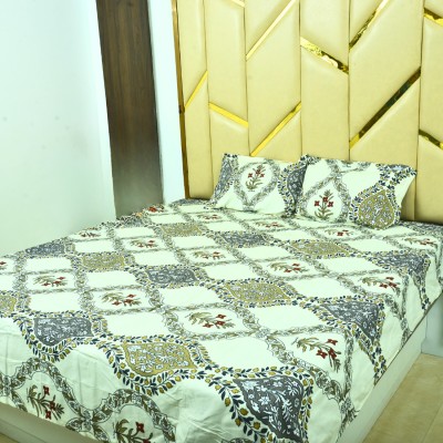 samsllp Cotton King Sized Bedding Set(White Haveli Chic)
