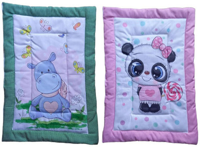 varni impex Cotton King Sized Bedding Set(Green_Pink1, 2)