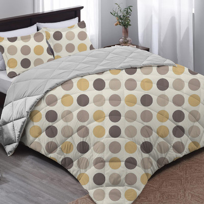 KWALITY DREAMS Printed King Comforter for  AC Room(Poly Cotton, Off white)