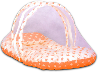 Kid's Charm Cotton Single Sized Bedding Set(Orange, 1 Baby Net Bed)