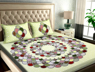 Naiwal Fashion Cotton Double King Sized Bedding Set(Multicolor, 1 bedsheet with 2 pillow)