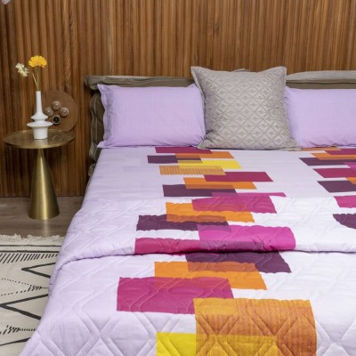 Urban Space Cotton Queen Sized Bedding Set(Venus Purple & Venus Purple)