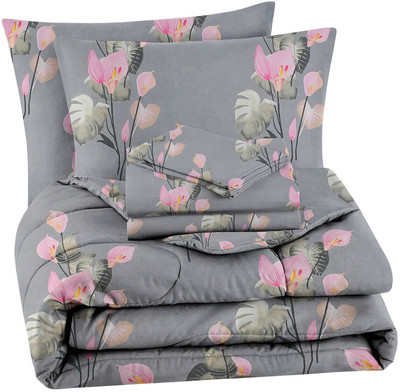 BSB HOME Printed Double Quilt for  Mild Winter(Microfiber, Grey & Pink & Beige & Black)