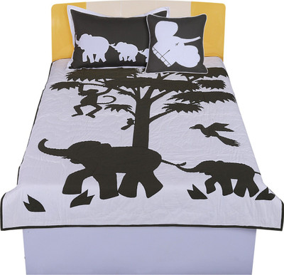 Hugs N Rugs Cotton Single Sized Bedding Set(Multicolor, 1 Comforter 1 Cushion 1 Pillow)