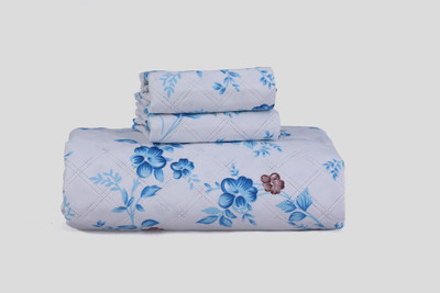cruze comforters Polycotton King Sized Bedding Set(White,Blue, 1)