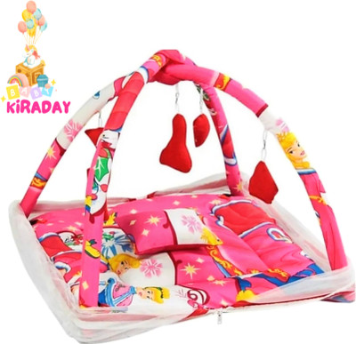 Atirikt Polyester Infants Washable Baby Play Gym with Mosquito Net and Baby Bedding Set Mosquito Net(Pink, Tent)