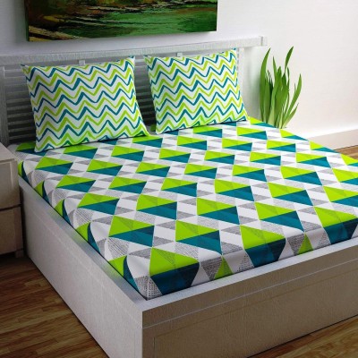 Naiwal Fashion Cotton Double King Sized Bedding Set(Green)