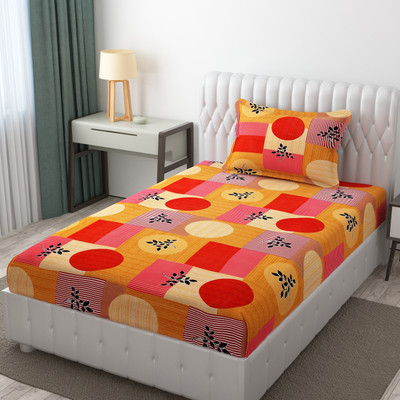 RVDECOR 144 TC Microfiber Single Printed Flat Bedsheet(Pack of 1, Multicolor)