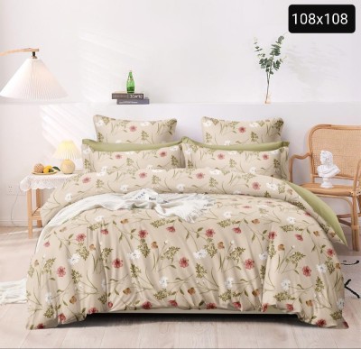 Sitting Style 160 TC Polycotton Super King Printed Fitted (Elastic) Bedsheet(Pack of 1, Glace Cotton Super king Size Elastic Bedsheet 108x108 inch with 2 Pillow cover)