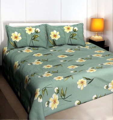 Roomesssentials Polyester Double Flat 100 TC Self Design 1 Bedsheet with 2 Pillow Covers(Multicolor)