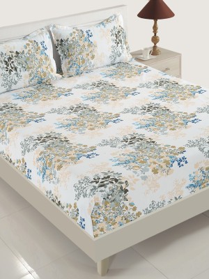 SWAYAM 160 TC Cotton Single Floral Flat Bedsheet(Pack of 1, White)