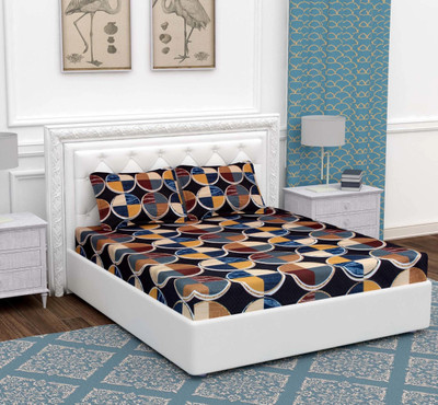 BEVI Microfiber Double Flat 300 TC Polka Bedsheet(Pack of 1, Multicolor)