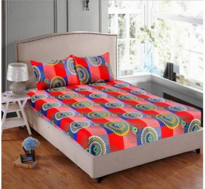 Aciloc Polycotton Double Flat 144 TC Printed Bedsheet(Pack of 1, Multicolor)