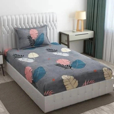 BLUEDOT Microfiber Single Flat 160 TC Floral Bedsheet(Pack of 1, Multicolor)