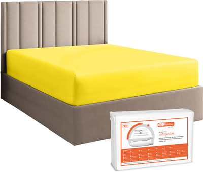 SGI Bedding 0 TC Microfiber Double Solid Fitted (Elastic) Bedsheet(Pack of 1, Yellow)