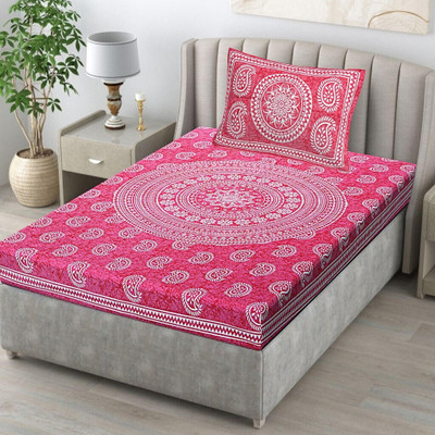 KAANY FAB Cotton Single Flat 144 TC Jaipuri Prints Bedsheet(Pack of 1, Multicolor)
