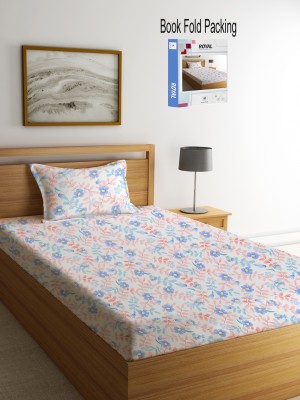 Klotthe 300 TC Polycotton Single Printed Flat Bedsheet(Pack of 1, OffWhite)