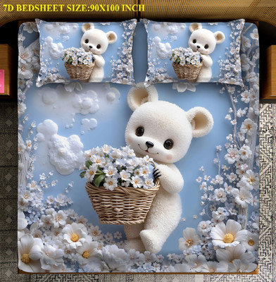 Laying Style Polycotton King Flat 400 TC Printed Bedsheet(Pack of 1, Heavy 7D Digital Print Double king Size Bedsheet 90x100 inch with 2 Pillow cover)