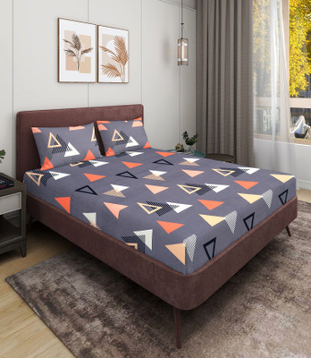 Ruhi Home Furnishing 180 TC Polycotton Double Checkered Flat Bedsheet(Pack of 1, Grey)