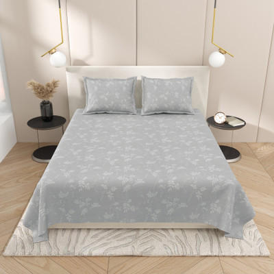 feya Cotton King Flat 180 TC Printed Bedsheet(Pack of 1, Blue)