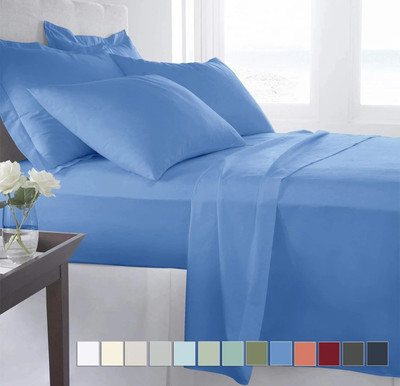 BEVI 300 TC Microfiber Single Solid Flat Bedsheet(Pack of 1, Light Blue)