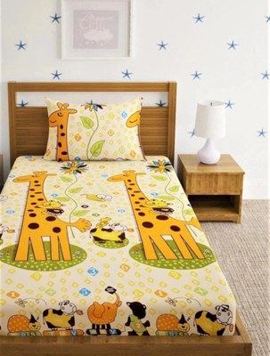 TerryFox Cotton Single Flat 280 TC Cartoon Bedsheet(Pack of 1, Multicolor)