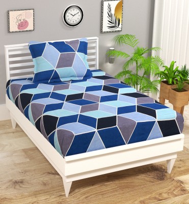BSB HOME 220 TC Cotton Single Floral Flat Bedsheet(Pack of 1, Dark Blue & White & Mul1 & Grey)