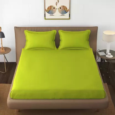 TURIYA Microfiber Queen Flat 220 TC Solid Bedsheet(Pack of 1, Neon)