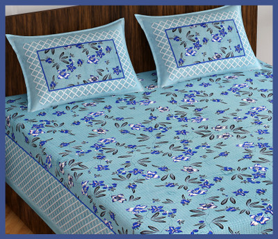 JAIPUR PRINTS Cotton Double Flat 240 TC Jaipuri Prints Bedsheet(Pack of 1, Grey)