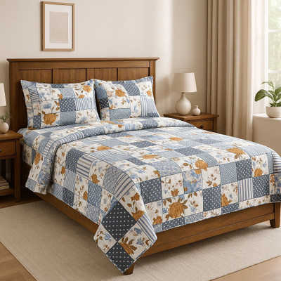 Dammn Decores Microfiber Queen Flat 200 TC 3D Printed Bedsheet(Pack of 1, Whte)