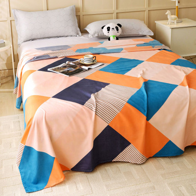 Story@home Microfiber Double Flat 180 TC Printed Bedsheet(Pack of 1, Peach)