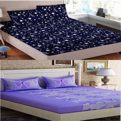 Arth Traders 150 TC Polycotton Queen Printed Flat Bedsheet(Pack of 2, Multicolor)