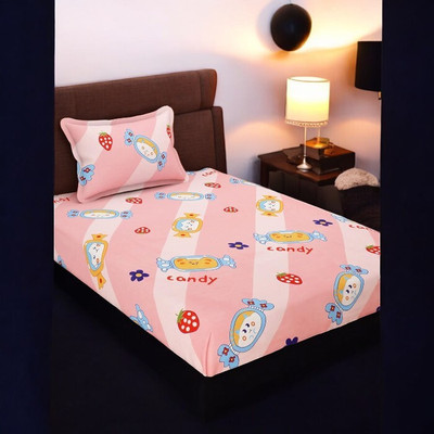 HOMYBEES 110 TC Polyester Single Abstract Flat Bedsheet(Pack of 1, Maroon)