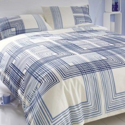 Nine Living 210 TC Polycotton King Geometric Flat Bedsheet(Pack of 1, Blue)