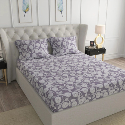 TRIDENT Microfiber Double Flat 120 TC Floral Bedsheet(Pack of 1, Floral Leaf)