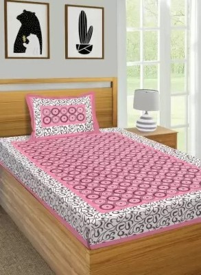 HOMEQUIPO 144 TC Cotton Single Printed Flat Bedsheet(Pack of 1, Multicolor)